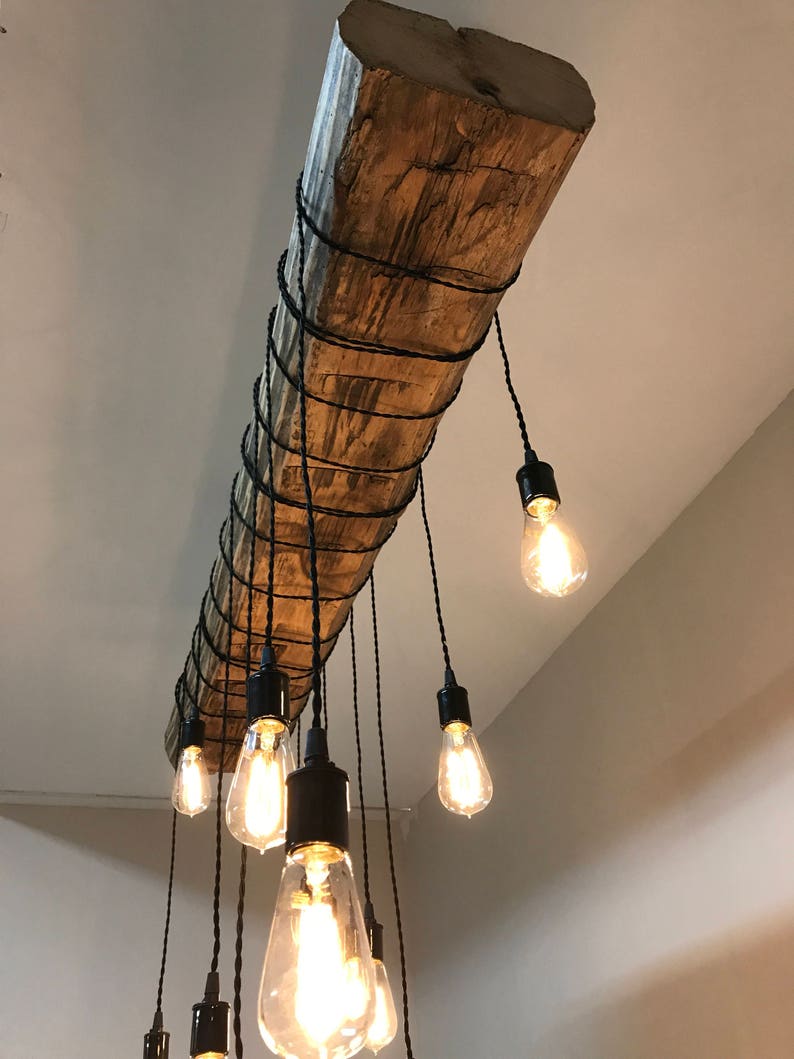 60 Reclaimed Barn Sleeper Beam Wood Light Fixture Rustic Etsy