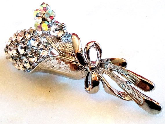 CRYSTAL BOUQUET BROOCH! Gorgeous Floral Pin/Acces… - image 4