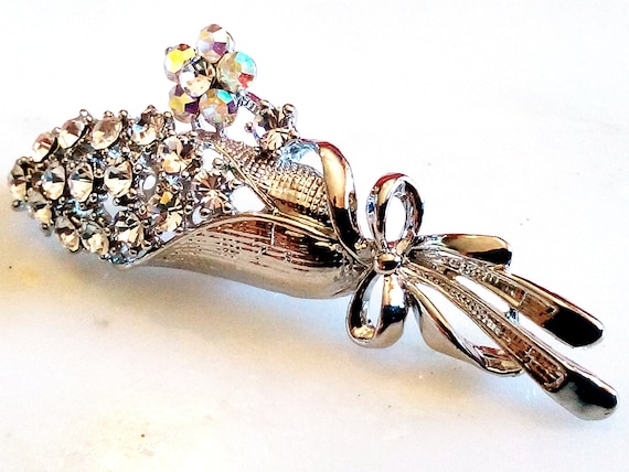 CRYSTAL BOUQUET BROOCH! Gorgeous Floral Pin/Acces… - image 5