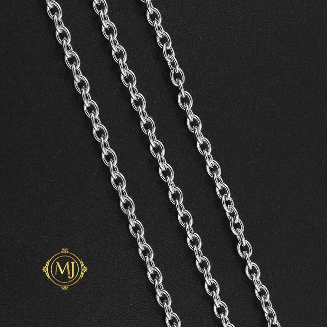 Cable Chain Necklace Silver Stainless Steel Chain 3mm With Lobster