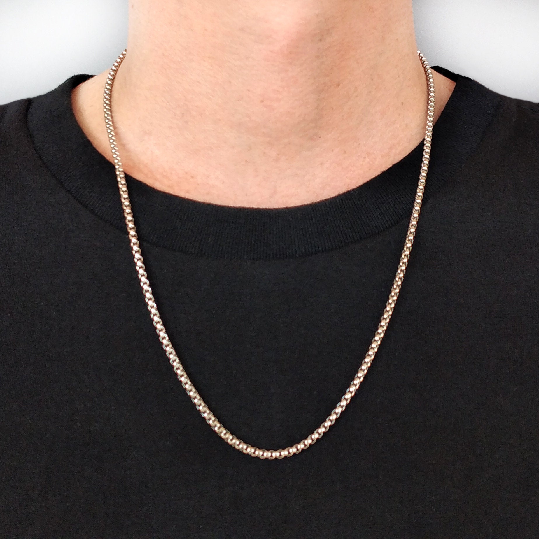 22 Inch Silver Box Chain 3.5 Mm Width 