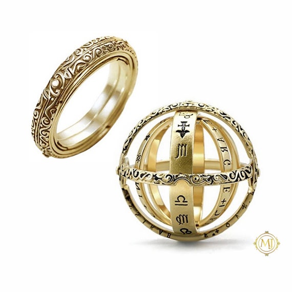 Buy Astrology Ring Armillary Ring Silver Gold Astronomical Sphere Ring  Horoscope Ring Galaxy Ring Moving Parts Foldable Universe Ring Online in  India - Etsy