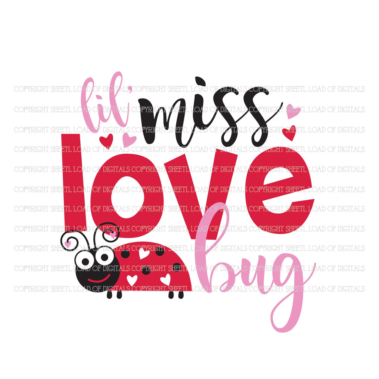 Lil Miss Love Bug Valentines Day Love Cutting Files SVG DXF - Etsy