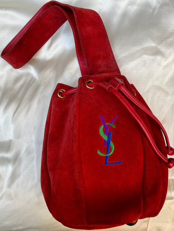 1980s Yves Saint Laurent Suede Bucket Bag - image 3