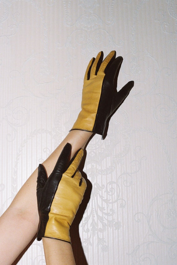 Vintage Yves Saint Laurent Two Tone Leather Gloves