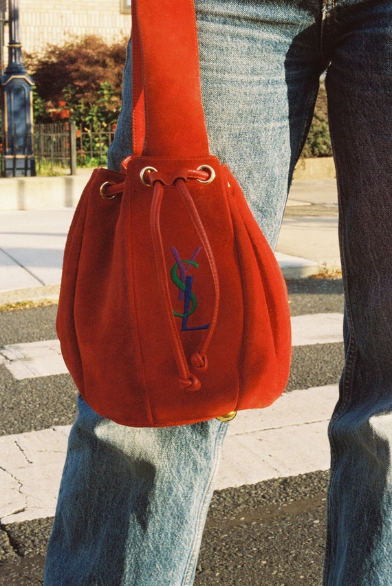 1980s Yves Saint Laurent Suede Bucket Bag - image 2