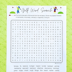 Golf Printable Word Search | Sports Word Puzzle Party Game | Brain ...