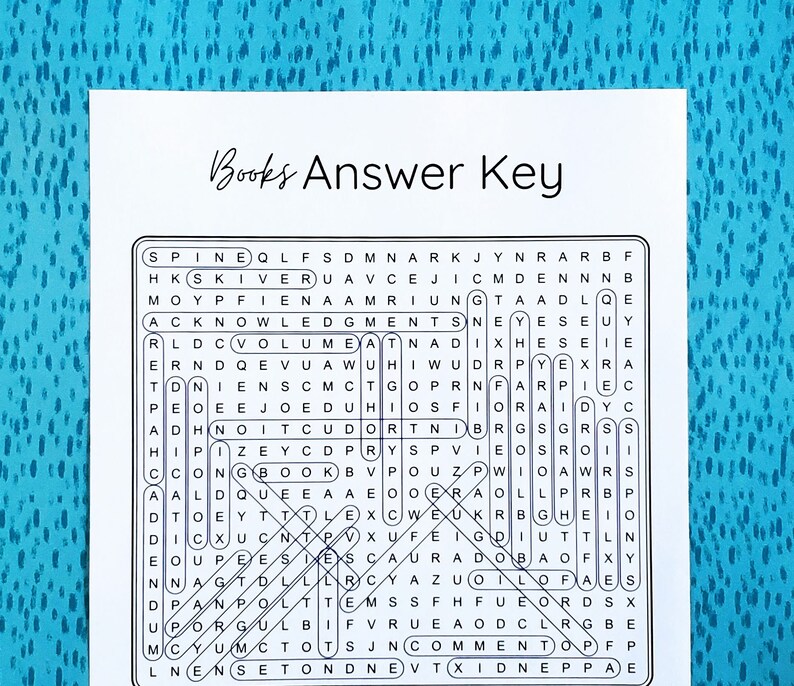 Books Printable Word Search | Book Word Puzzle Party Game | Brain ...