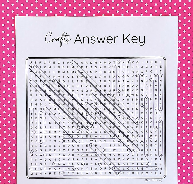 Crafts Printable Word Search | Hobby Word Puzzle Party Game | Brain ...