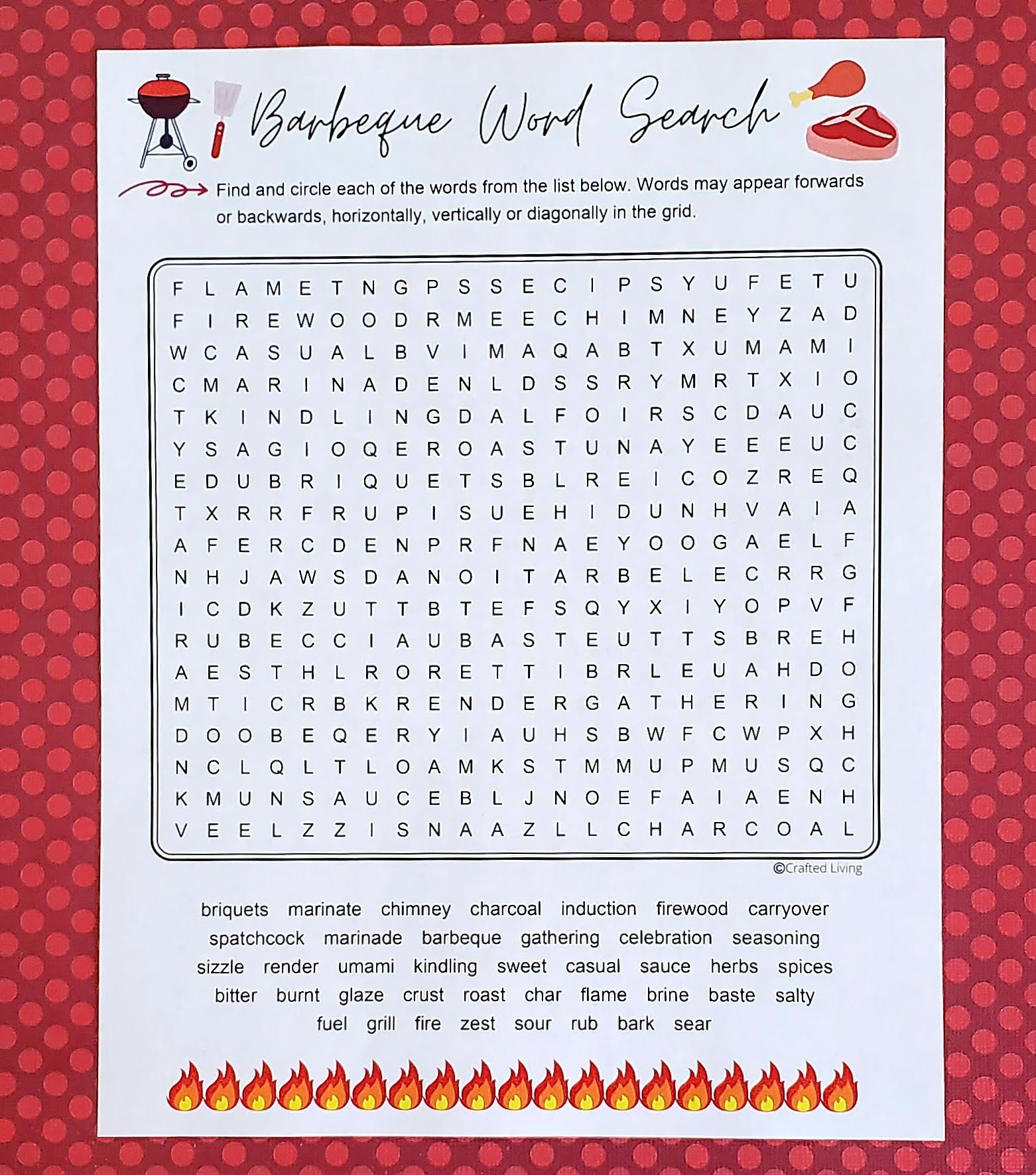 Barbeque Printable Word Search Food Word Puzzle Party Game Brain Teaser