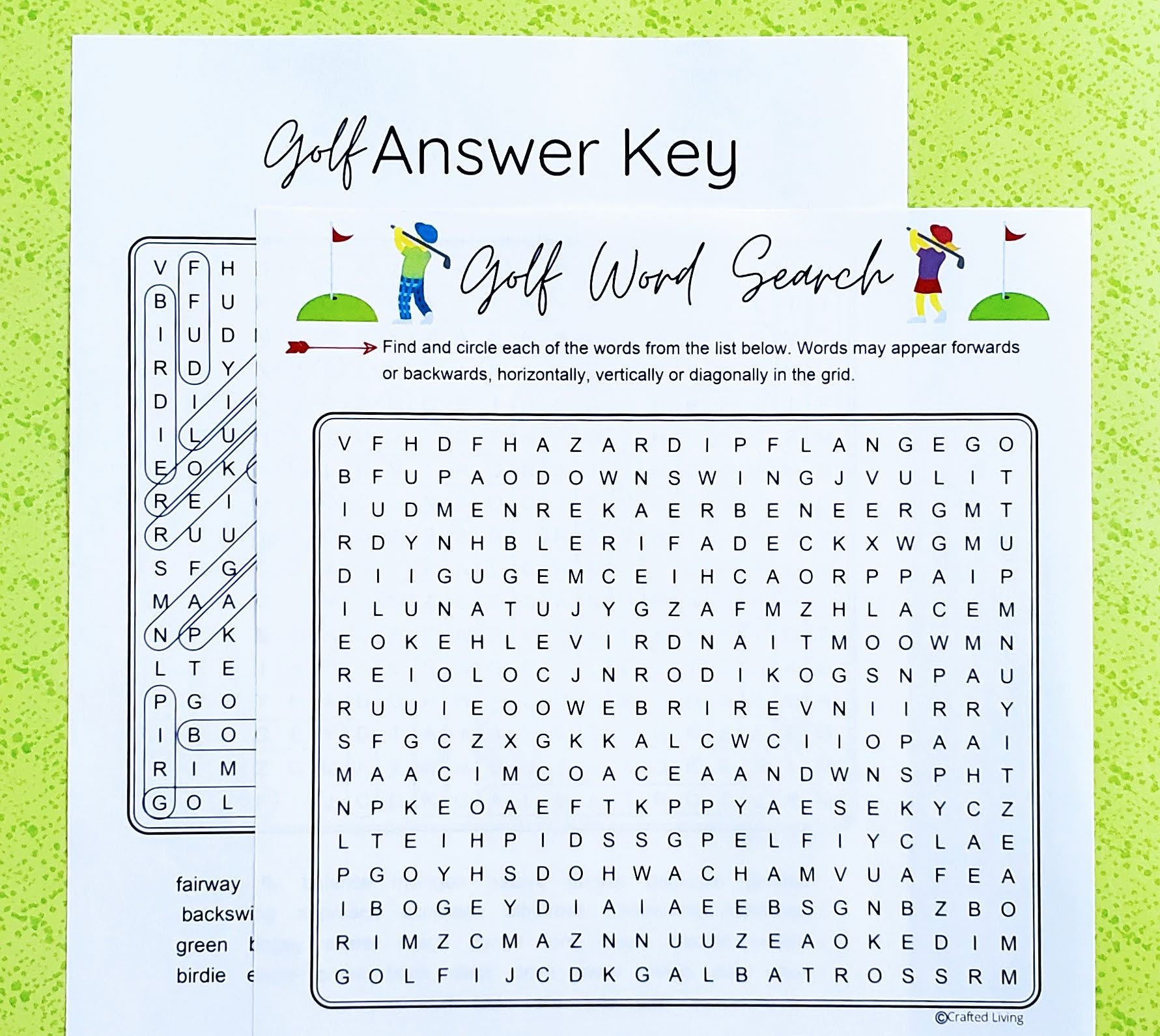 Golf Printable Word Search Sports Word Puzzle Party Game Brain Teaser