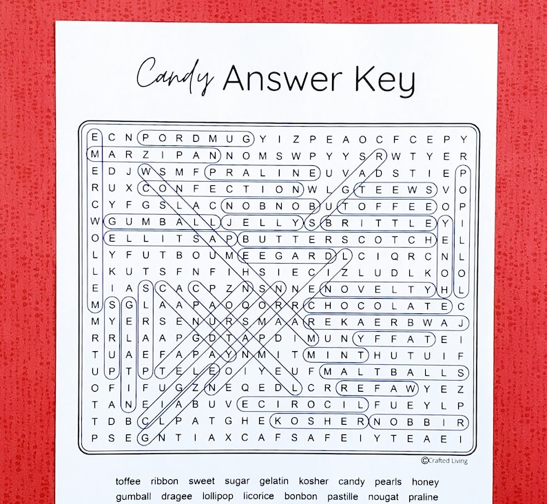 Candy Printable Word Search | Food Word Puzzle Party Game | Brain ...
