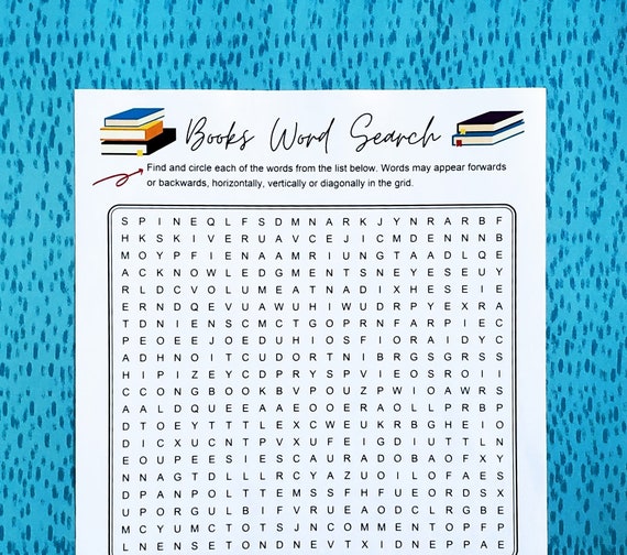 books printable word search book word puzzle party game etsy