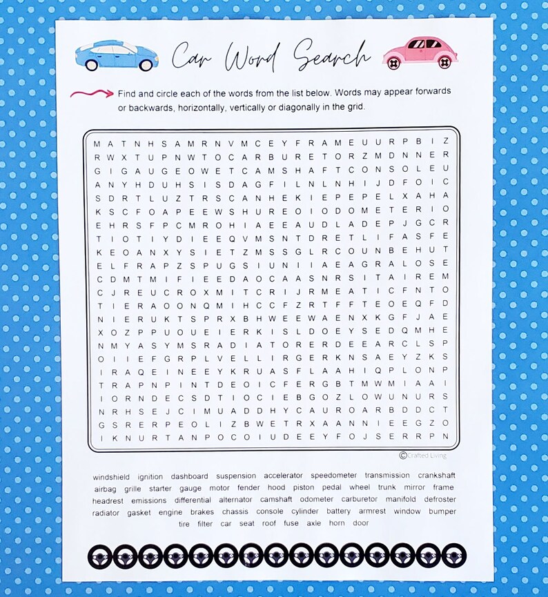 Car Word Search Puzzle | Printable Brain Teaser (digital Download) - Etsy