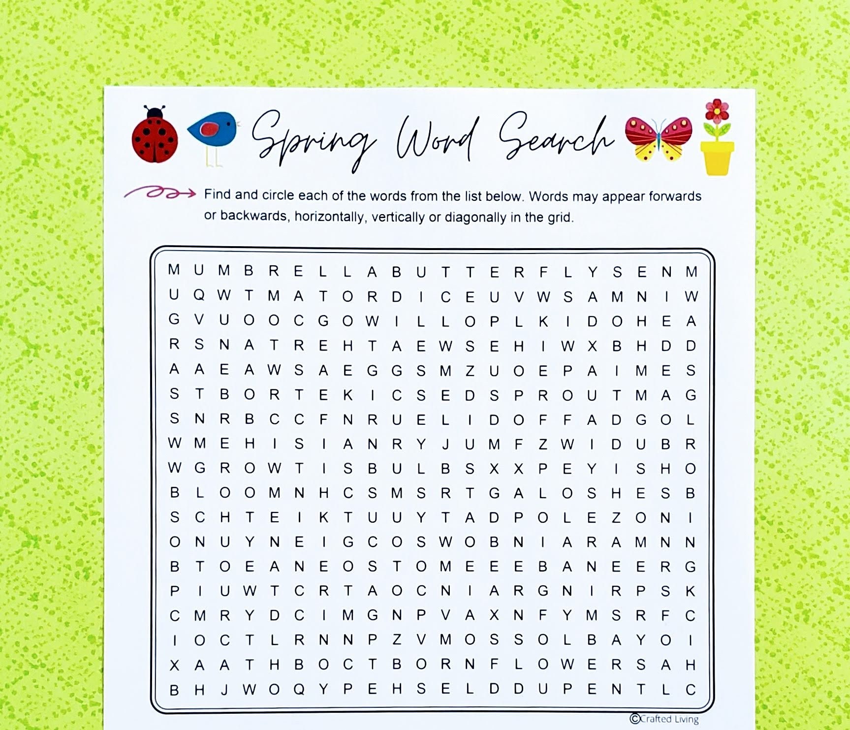 spring printable word search seasons word puzzle party game etsy