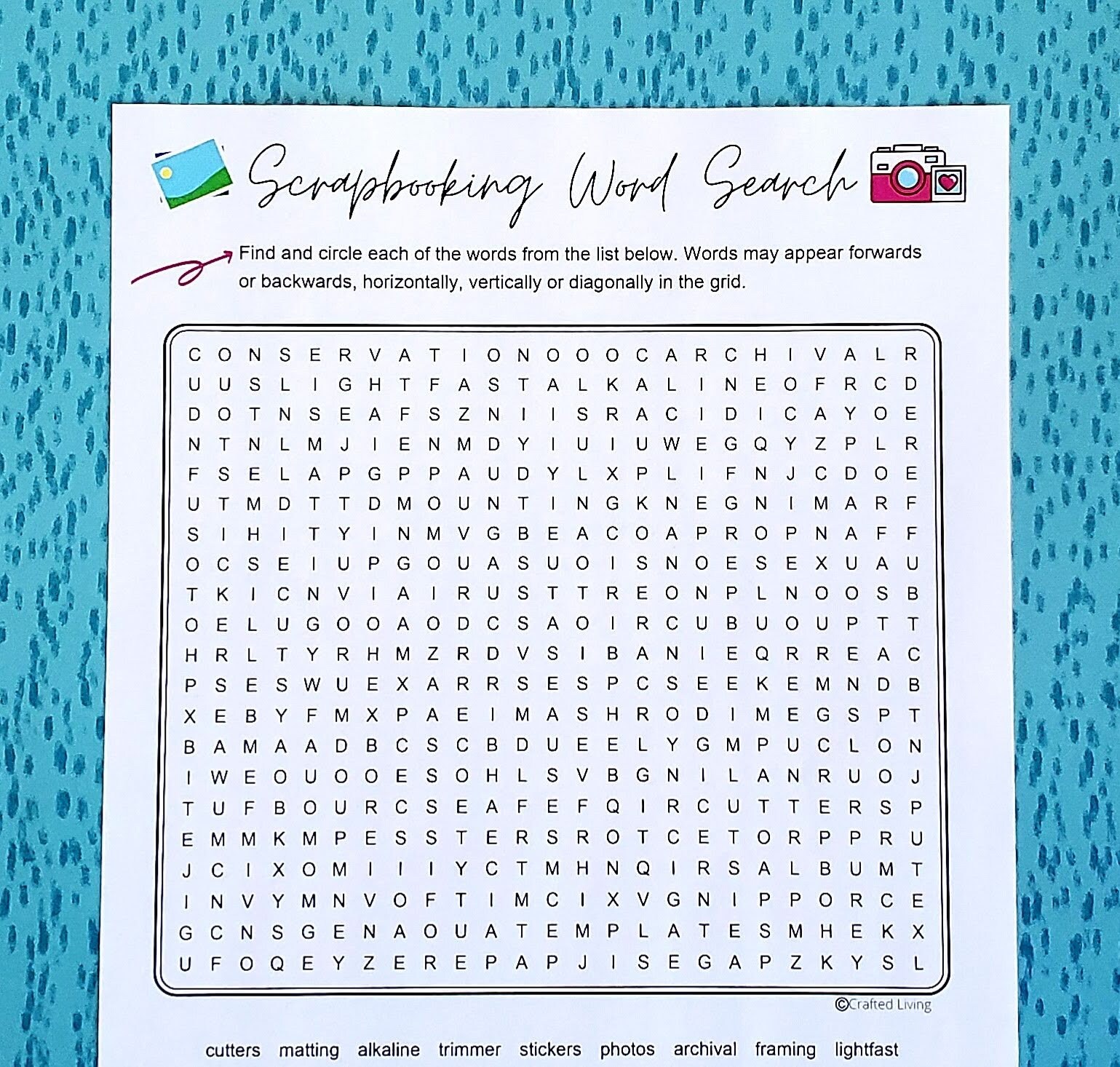 scrapbooking printable word search hobby word puzzle party etsy