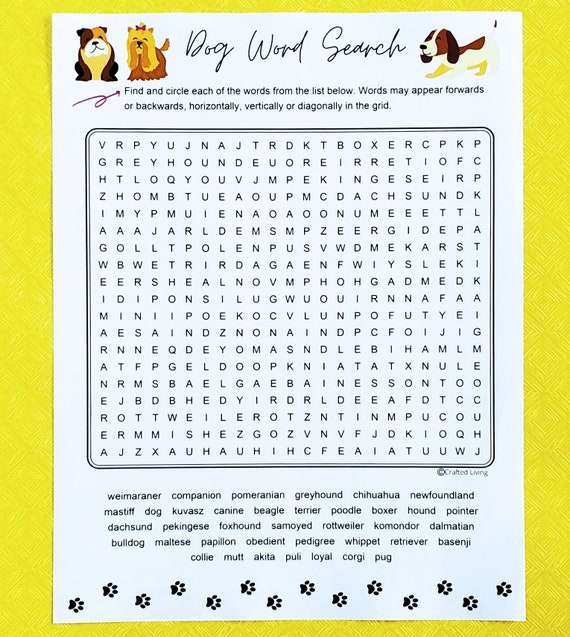Dog Printable Word Search Animal Word Puzzle Party Game - Etsy Dog Printable Word Search Animal Word Puzzle Party Game - Etsy