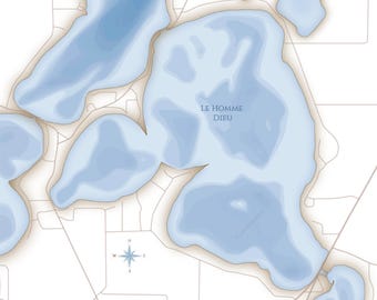 Lake Le Homme Dieu Canvas Map