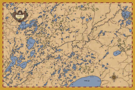 Crow Wing County Land Map Lake Map Cass County Crow Wing County Aitkin County | Etsy Uk