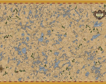 Lake Map Vilas & Oneida County Wisconsin, Lake  Print, Lake Overview, North Woods, Wi