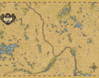 Lake Map of Twin Cities, Minneapolis Map, Lake Minnetonka, St. Michael to St. Croix Map Print