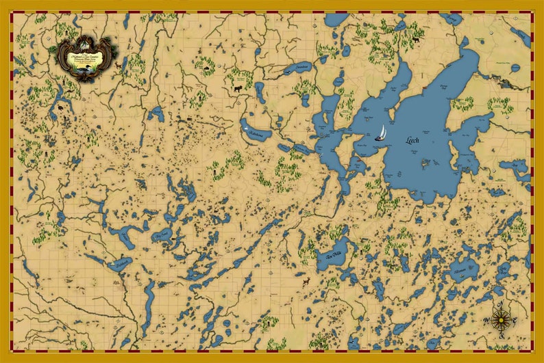 Lake Map of Hubbard & Cass Counties, MN Etsy