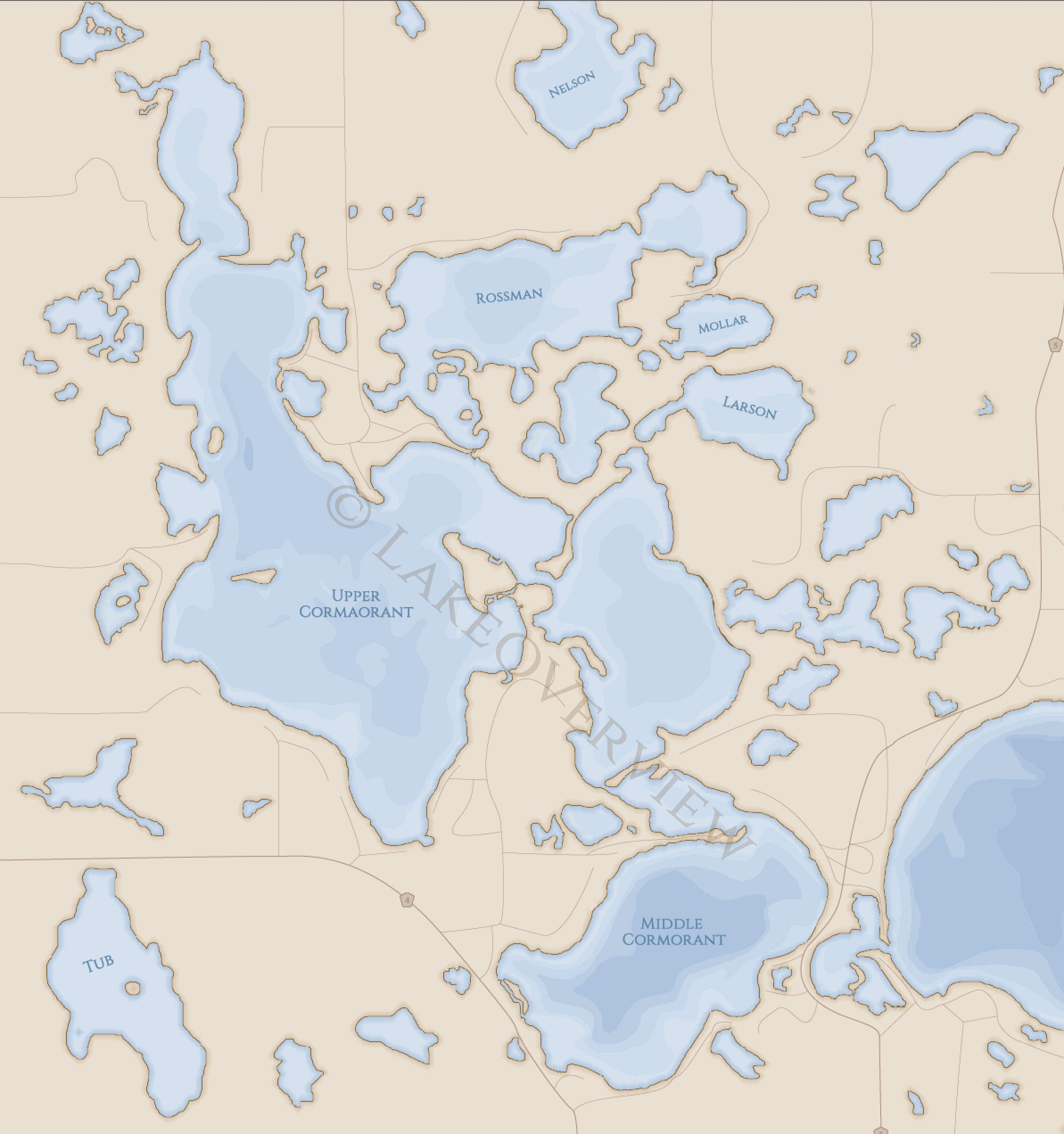 Middle Cormorant and Upper Cormorant Lakes Map Etsy UK