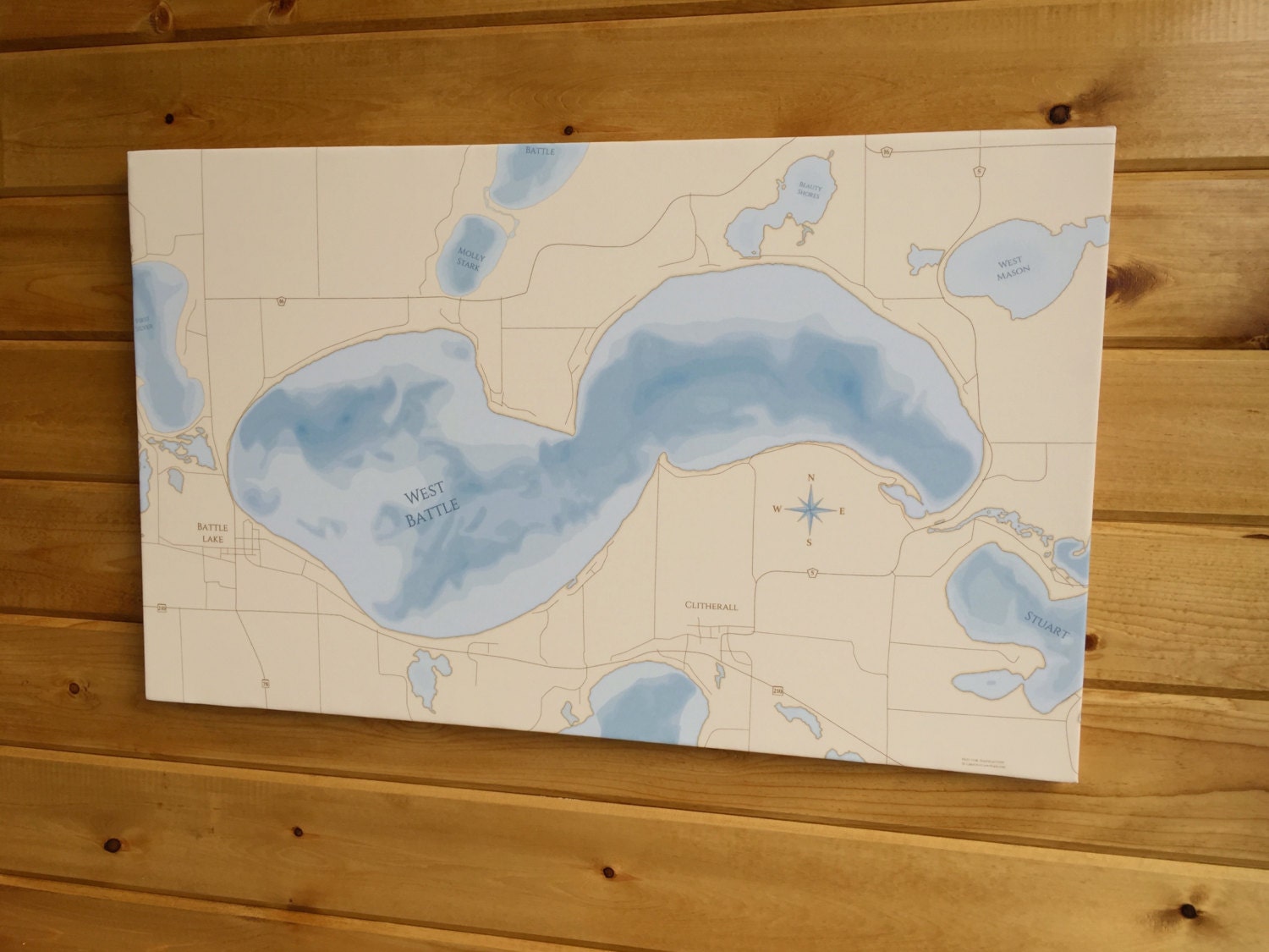 West Battle Lake Map Etsy