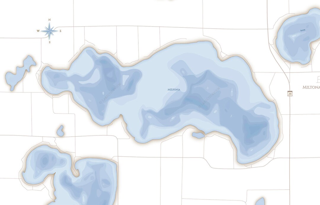 Lake Miltona Canvas Depth Map Etsy