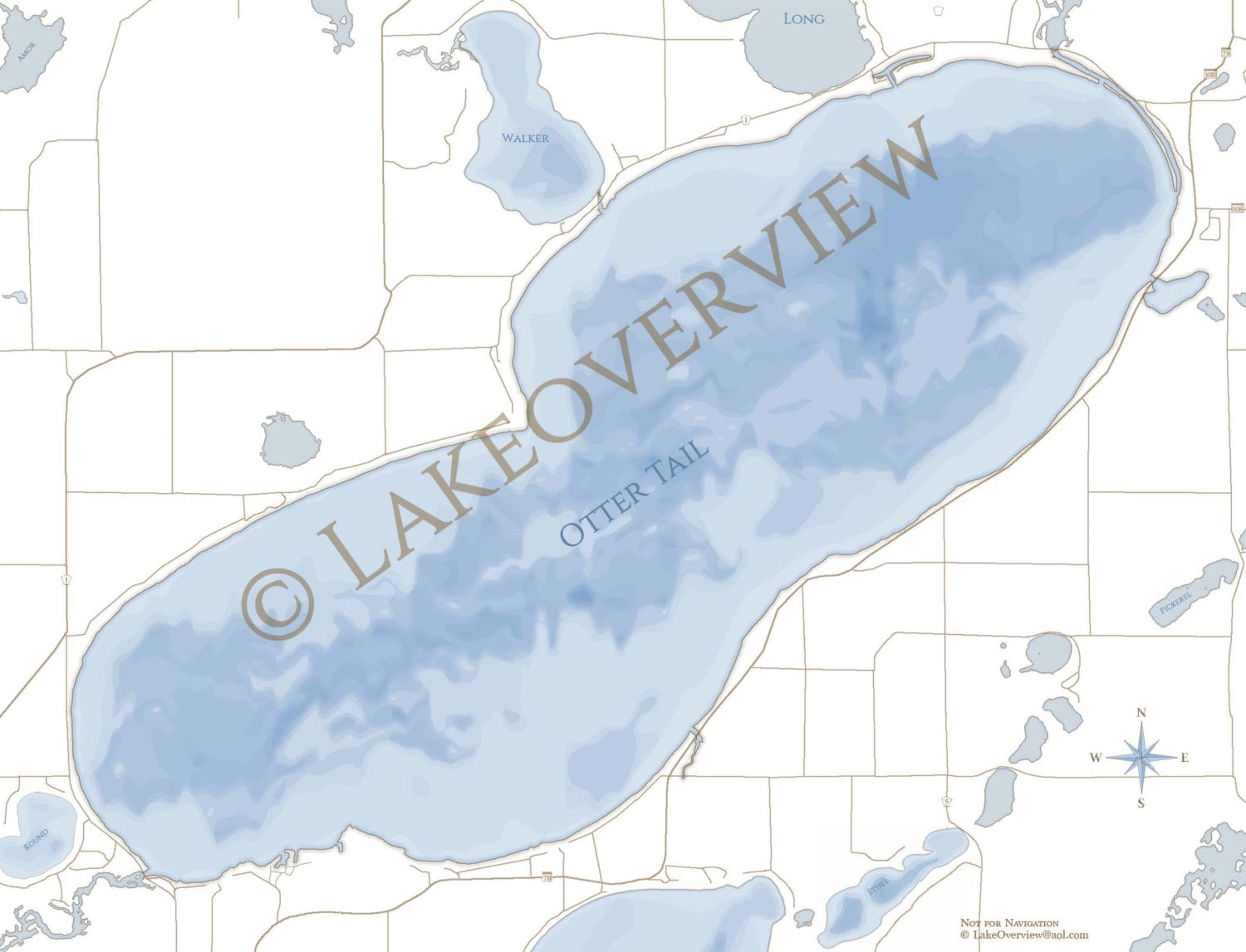 Otter Tail Lake Map Etsy