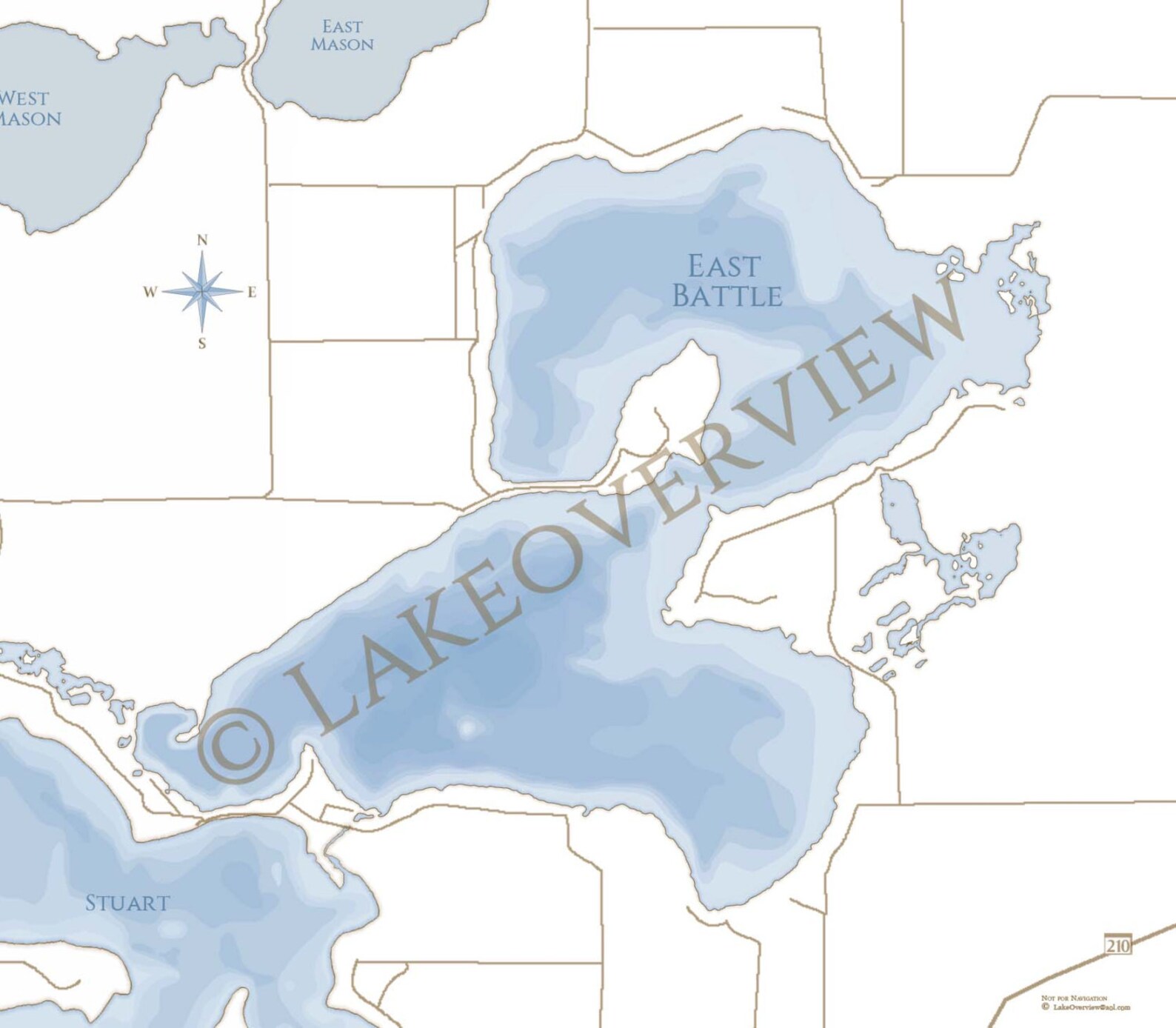 East Battle Lake Map Etsy