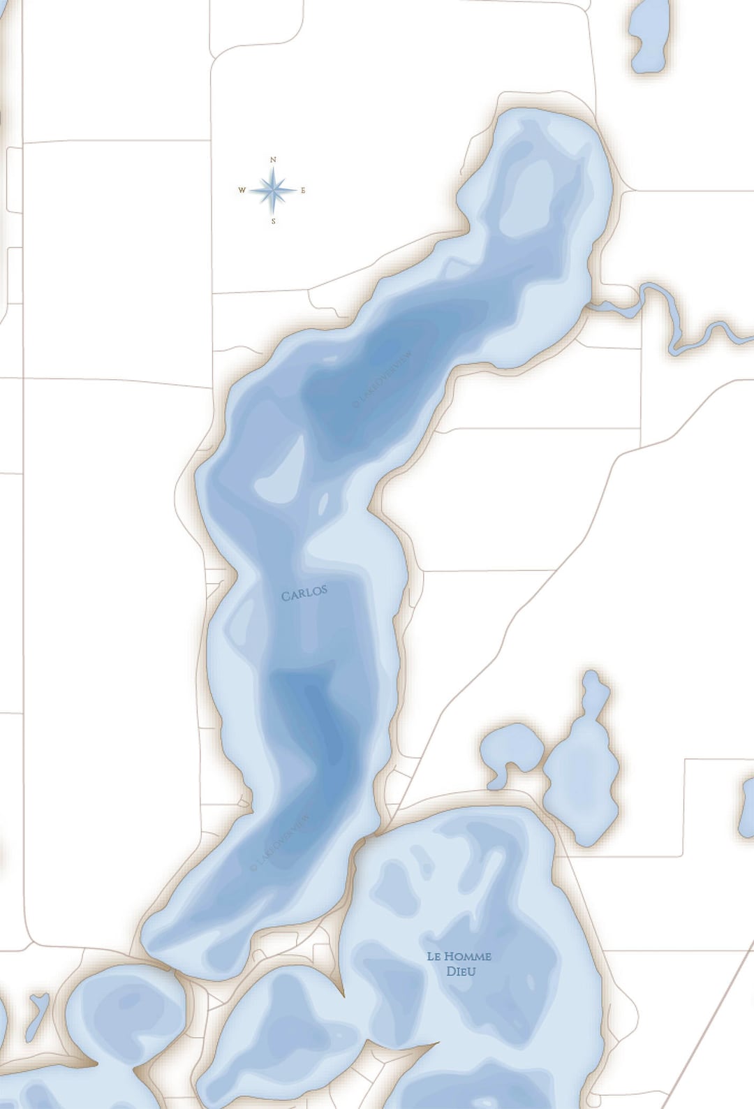 Lake Carlos Canvas Depth Map Etsy