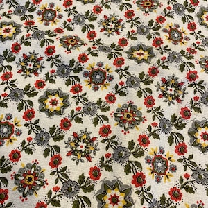 Vintage Vintage Barkcloth Fabric Abstract Floral Sold By Yard (8 Yards Available) New Old Stock