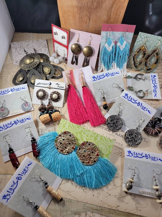 Vintage to Modern Boho Pierced Earrings 17 Pair to Wear or Upcycle #E13