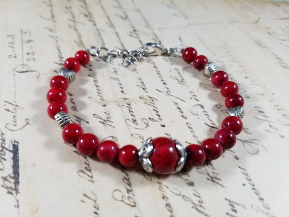 Red and Silvertoned Vintage Bracelets Lot #B81; C… - image 9
