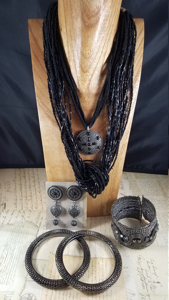 Black Boho Gypsy Vintage Jewelry Set #6