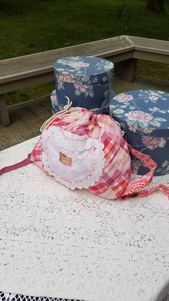 Gypsy Boho Backpack Bookbag Carryall Tote Purse Shabby Chic Upcycled