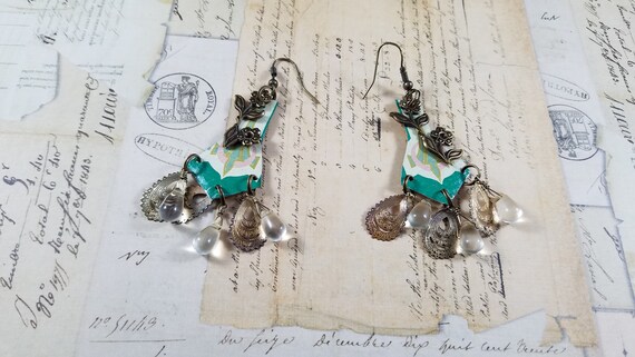 Art Deco Tin Boho Chandelier Earrings