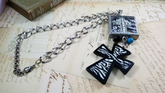 Wild Zebra Celtic Cross Boho Gypsy Cowgirl Pendant Necklace
