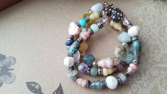 Stone Beaded Stackable Bracelets or Necklace