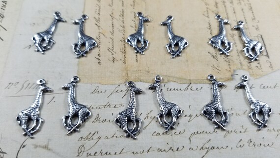 Pewter or Brass Giraffe Charms  pack of 6 Pairs