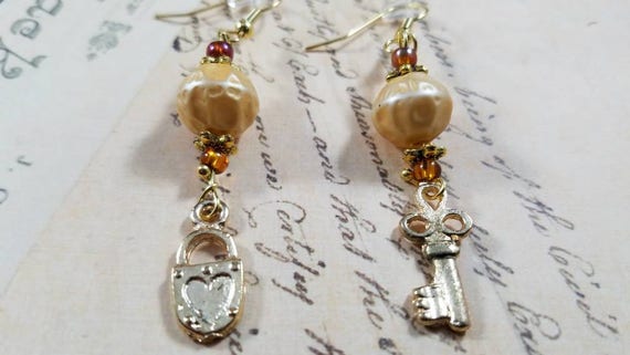 Lock and Key Boho Dangle Earrings