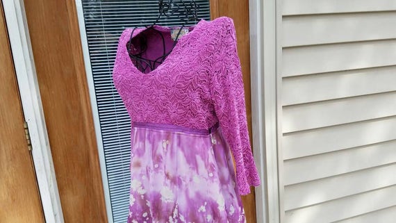 Orchid Floral and Lace Gypsy Boho Fairy Slip Dress, Valentines Dress, Night on the Town Dress, Dressy Dress, Romantic Evening Dress