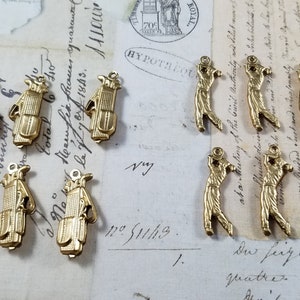 Golfer and Golfclub Bag Charms Lot of 6