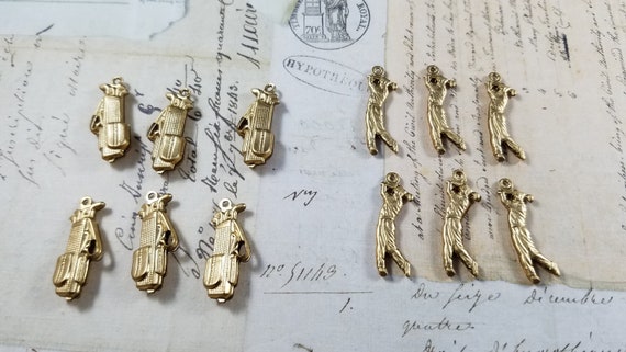 Golfer and Golfclub Bag Charms Lot of 6