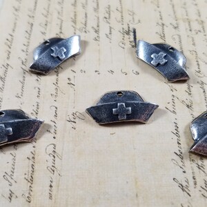 Nurse Hat with Cross Drilled Hole Charm pack of 5