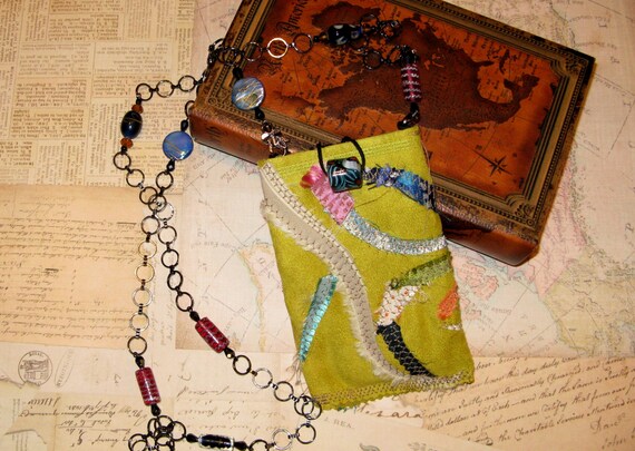 Fiber Art Cell Phone Cross Body Pouch fits iPhone or Samsung Galaxy S4
