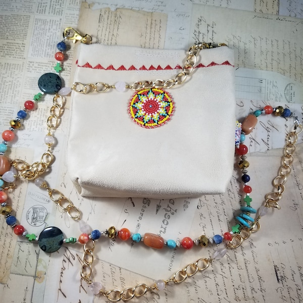 Spirit Sister Bag; Bolso Southwestern Beaded Cross Body; Bolsa de medicamentos; Bolsa de estilo nativo americano; Monedero de teléfono celular southwestern