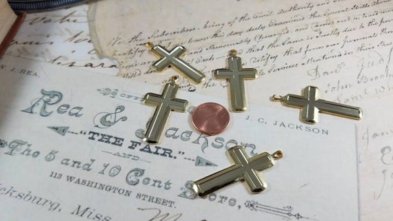 Brass Cross Pendant Metal Stamping Pack of 5