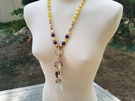 Perfume Bottle Assemblage Pendant Necklace